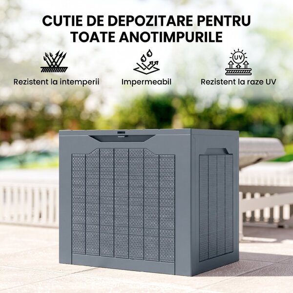 Outsunny Cufăr de Grădină cu Mânere, Container Unelte Impermeabil, 56x41x50 cm, Gri Deschis | Aosom Romania
