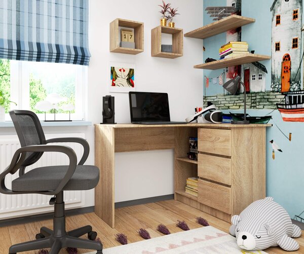 Masă PC de colț Bodhi (stejar sonoma) (D). Promo -16%. 1128559