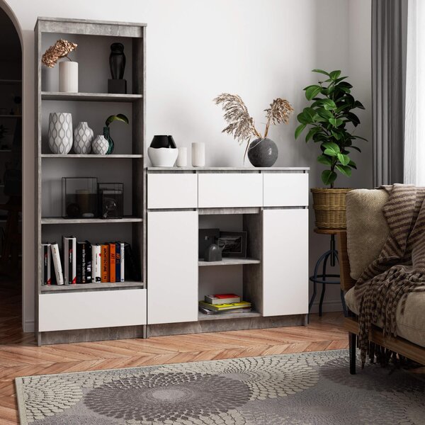 Comodă Kalista VII (beton + Alb). Promo -19%. 1128630
