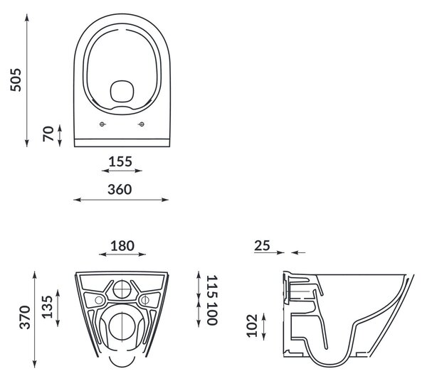 Cersanit City vas wc cu capac soft-close agăţat fără margine alb K701-104-ECO