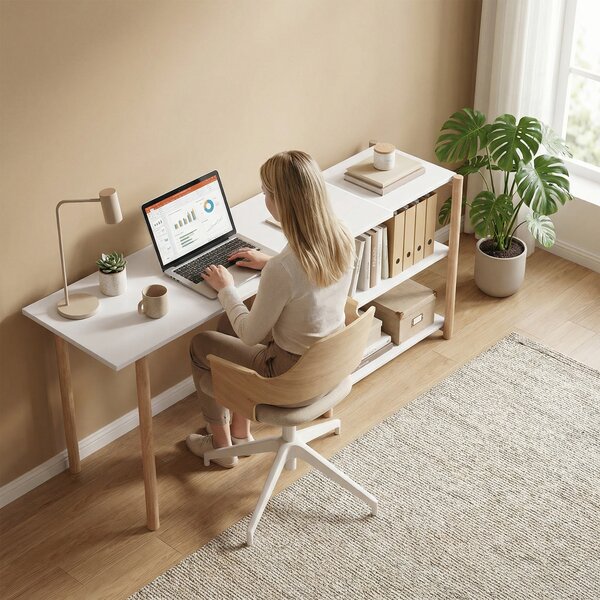 HOMCOM Birou pentru Computer cu Rafturi, 150,2 cm | Aosom Romania
