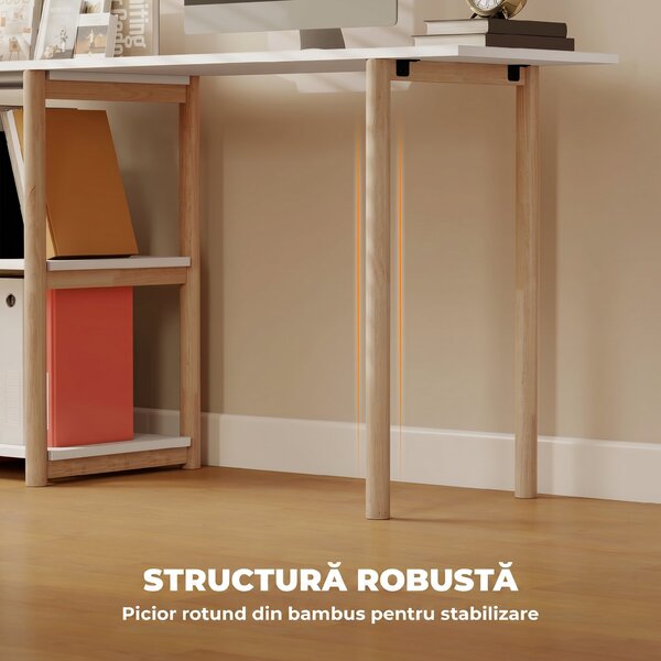 HOMCOM Birou pentru Computer cu Rafturi, 150,2 cm | Aosom Romania