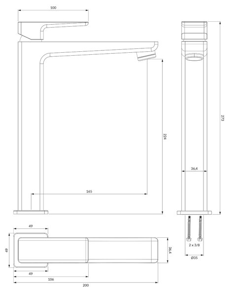 Omnires Parma baterie lavoar stativ crom-alb PM7412CRB