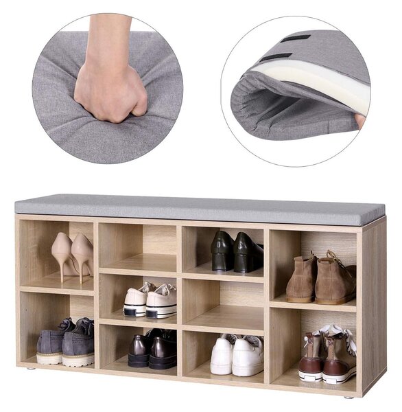 Pantofar cu banca cu sezut gri WESO SONOMA 104x30 cm