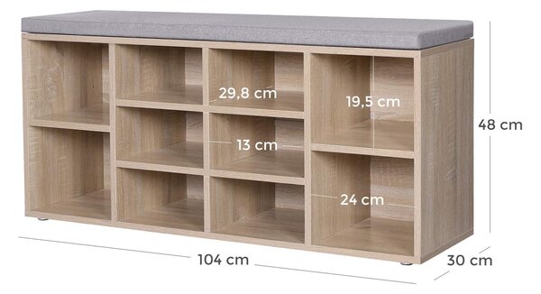 Pantofar cu banca cu sezut gri WESO SONOMA 104x30 cm