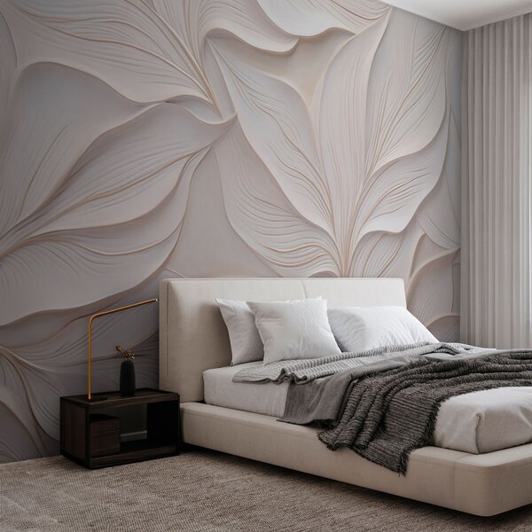 Tapet Frunziș delicat în stil basorelief, Fototapet Natură, w03520 : Uwalls.ro