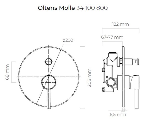 Oltens Molle baterie cadă-duș ascuns auriu strălucitor 34100800