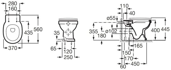 Roca Carmen vas wc stativă fără margine alb A3440A9000