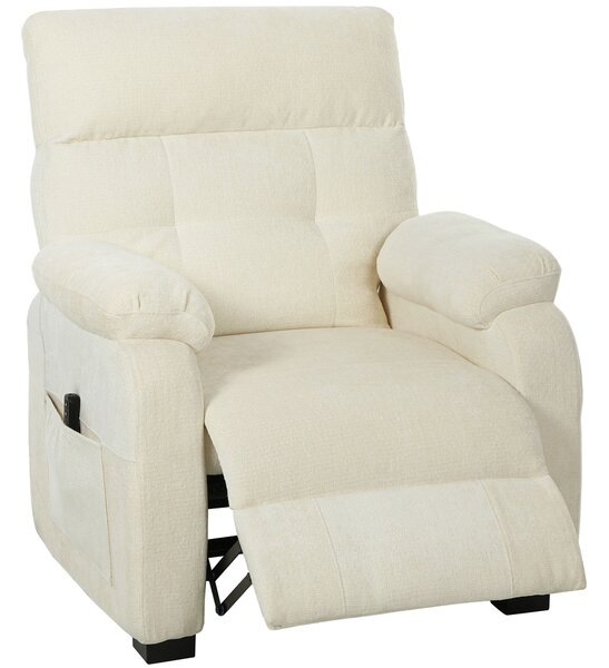 HOMCOM Fotoliu Relax Electric Reclinabil 150° cu Suport pentru Picioare, Șezut Spațios, Fotoliu Silențios, Port USB, Funcție Memory, Telecomandă, din Catifea, pentru Living, Alb | Aosom Romania