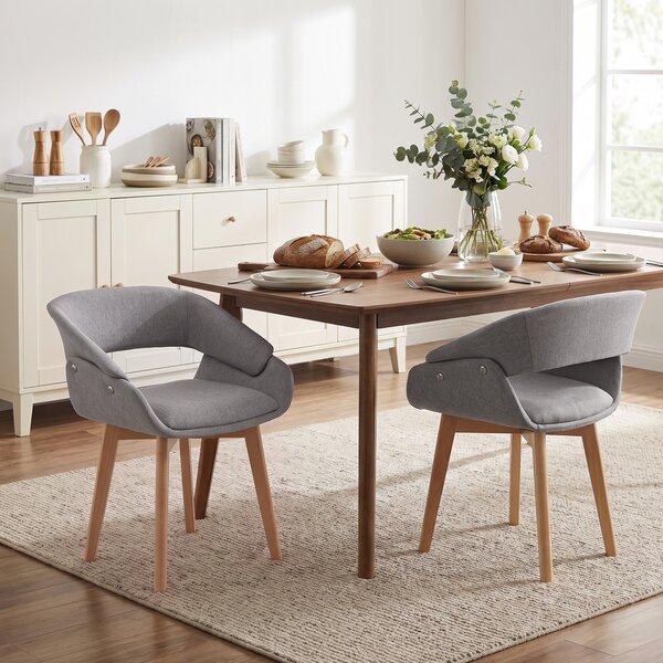 HOMCOM Set 2 Scaune Dining Ergonomice din Material Gri Deschis | Aosom Romania