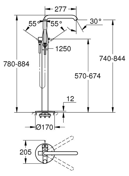 Grohe Essence baterie cadă-duș stativ crom 23491001