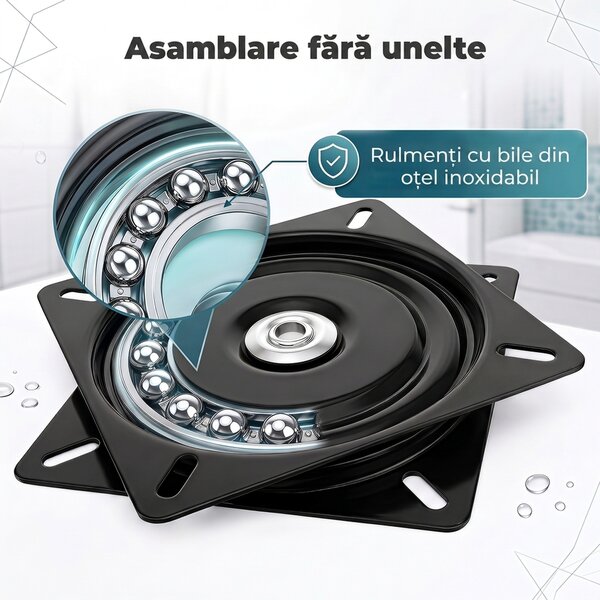 HOMCOM Scaun de Duș Rotativ 360° cu Spătar, Înălțime Reglabilă, Albastru Deschis | Aosom Romania