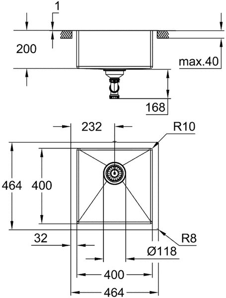 Grohe K700 chiuveta din otel 46.4x46.4 cm 31578SD1