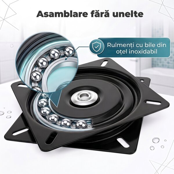HOMCOM Taburet de Duș Rotativ, 5 Înălțimi Reglabile, Antiderapant, din Aliaj de Aluminiu, 136 kg, Albastru Deschis | Aosom Romania