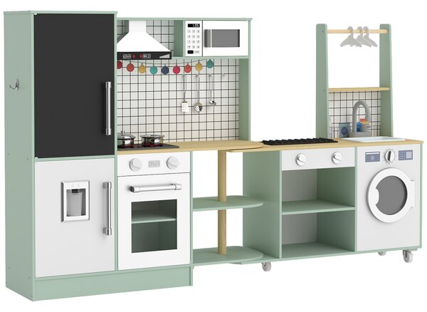 AIYAPLAY Bucătărie pentru Copii 3-8 Ani cu Blat Rotativ, Verde Deschis | Aosom Romania