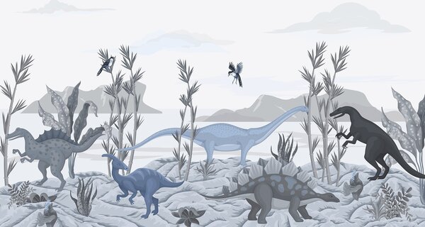 Tapet Dinozauri, Fototapet Pentru Copii, Fototapet dinozauri, w03562v2 : Uwalls.ro