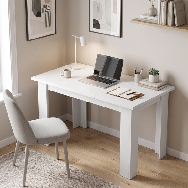 HOMCOM Masă de dining modernă cu spațiu de depozitare, 120 cm, albă | Aosom Romania