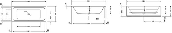 Duravit D-Code cada dreptunghiulară 180x80 cm alb 700101000000000