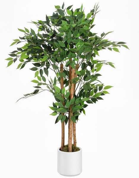 HOMCOM Plantă Artificială Banian 120 cm, cu Trunchi din Lemn Masiv și Ghiveci pentru Interior, Verde | Aosom Romania