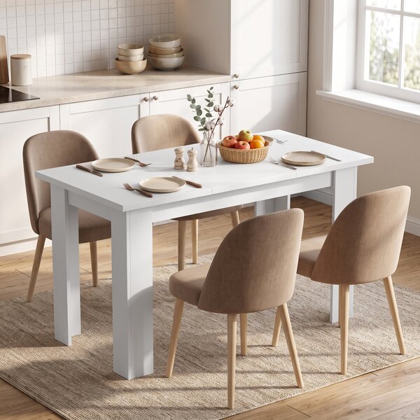 HOMCOM Masă de dining modernă cu spațiu de depozitare, 120 cm, albă | Aosom Romania