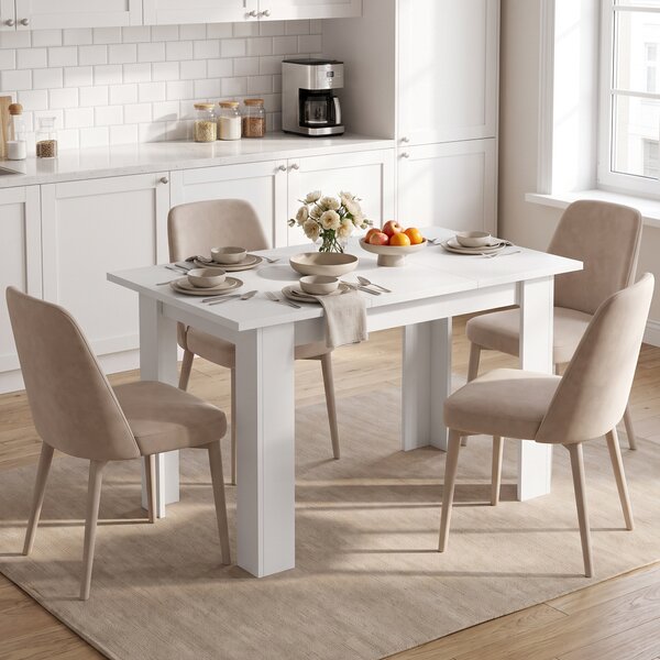 HOMCOM Masă de dining modernă cu spațiu de depozitare, 120 cm, albă | Aosom Romania