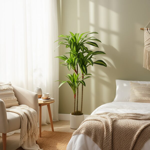 HOMCOM Arbore artificial Dracaena 120 cm cu ramuri flexibile - Verde | Aosom Romania