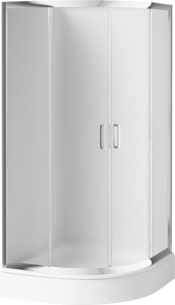 Deante Funkia, duș sfert de cerc cu ușă glisantă 90x90 cm, înălțime 185 cm, sticlă mată 5 mm, profil cromat, KYP_651K
