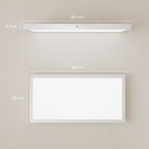 HOMCOM Set de 2 Plafoniere LED Subțiri cu Design Minimalist și Modern, Reglabile, Candelabru LED din Oțel și Plastic, 60x30x3,7 cm, Alb | Aosom Romania