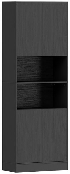 HOMCOM Cămară de bucătărie 170 cm, dulap cu raft reglabil, negru aspect lemn | Aosom Romania