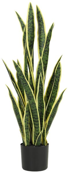 Outsunny Sansevieria Artificială în Ghiveci, Plantă Falsă pentru Interior și Exterior cu 21 de Frunze Modelabile, Ø20x90 cm | Aosom Romania