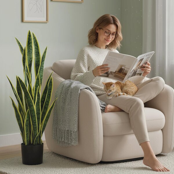 Outsunny Sansevieria Artificială în Ghiveci, Plantă Falsă pentru Interior și Exterior cu 21 de Frunze Modelabile, Ø20x90 cm | Aosom Romania
