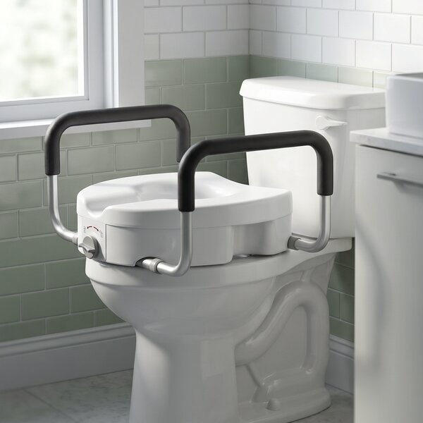 HOMCOM Înălțător WC pentru Vârstnici din HDPE cu Mânere Antialunecare, Lățime Reglabilă, Capacitate 136 kg, Alb | Aosom Romania