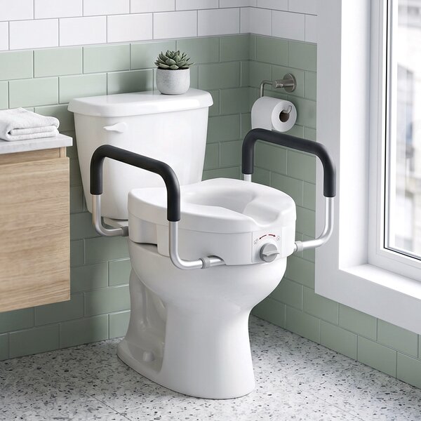 HOMCOM Înălțător WC pentru Vârstnici din HDPE cu Mânere Antialunecare, Lățime Reglabilă, Capacitate 136 kg, Alb | Aosom Romania