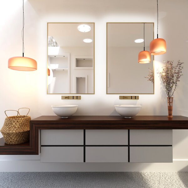 Baltica Design Tiny Border Straight oglindă 60x90 cm dreptunghiular cu iluminare auriu 5904107904696
