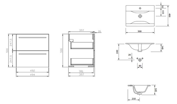 Cersanit Ontario lavoar cu dulap 50 cm alb S801-095-DSM