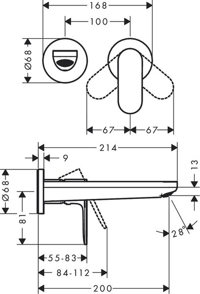Hansgrohe Rebris S baterie lavoar ascuns negru 72528670
