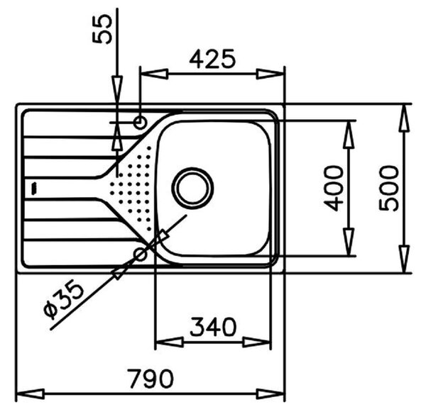 Teka Universe chiuveta din oțel cu sifon 79x50 cm 115110011