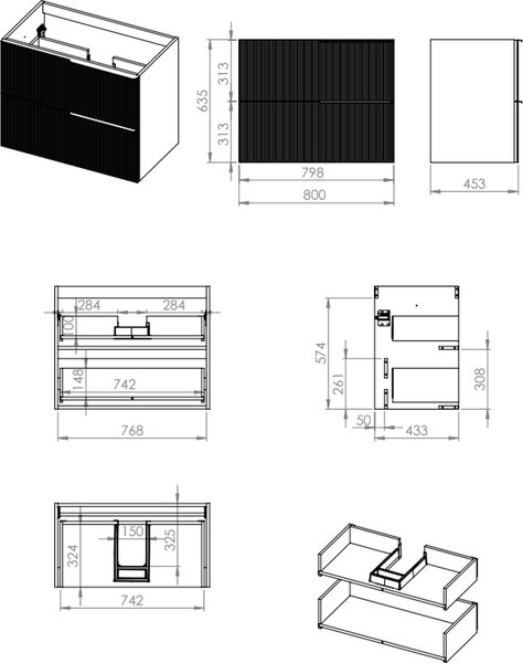 Elita Soho dulap 80x45.3x63.5 cm sub chiuveta pe perete bej RE010804047020