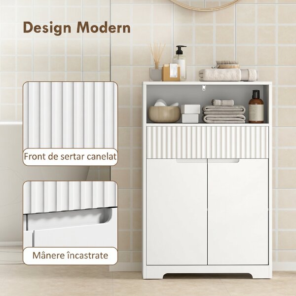HOMCOM Dulap de sub Attributebaie Compact cu Sertar, 60x30x80 cm, Alb | Aosom Romania