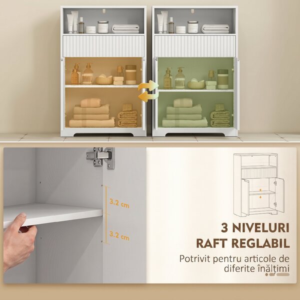HOMCOM Dulap de sub Attributebaie Compact cu Sertar, 60x30x80 cm, Alb | Aosom Romania