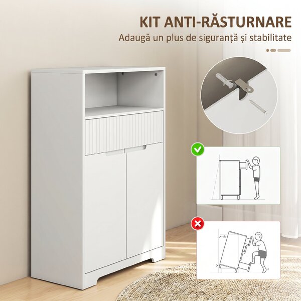 HOMCOM Dulap de sub Attributebaie Compact cu Sertar, 60x30x80 cm, Alb | Aosom Romania