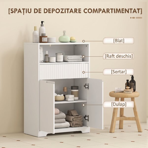 HOMCOM Dulap de sub Attributebaie Compact cu Sertar, 60x30x80 cm, Alb | Aosom Romania