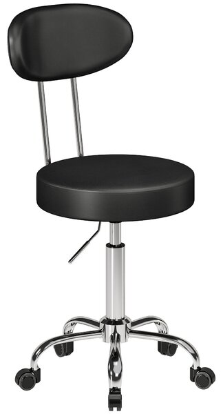 HOMCOM Scaun Reglabil Rotativ a 360°con Spătar Și Șezut Tapițate, Negru | Aosom Romania