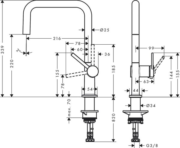 Hansgrohe Talis M54 baterie bucătărie pe picior negru 72806670