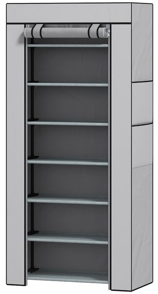 HOMCOM Pantofar cu 7 rafturi din oțel, cu husă din material nețesut, 60 x 30 x 126 cm, gri | Aosom Romania
