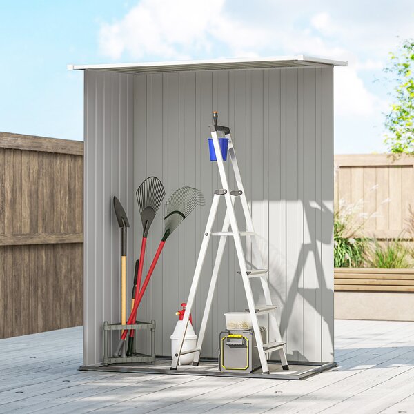 Outsunny Căsuță de Grădină 1.07m² din Oțel Zincat, Căsuță pentru Unelte cu Ușă Blocabilă, Acoperiș Înclinat, 142x86x189 cm, Galben | Aosom Romania