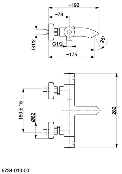 KFA Armatura Moza baterie cadă-duș perete cu termostat crom 5734-010-00