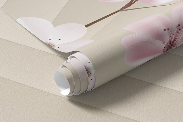 Tapet Ramuri Sakura pe un fundal de nisip ondulat, Fototapet pădure, Fototapet copaci, w08959 : Uwalls.ro