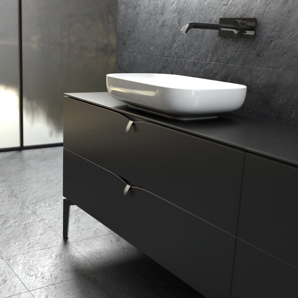 Oristo Siena dulap 119.6x45.5x50 cm sub chiuveta pe perete negru OR45-SD2S-120-8
