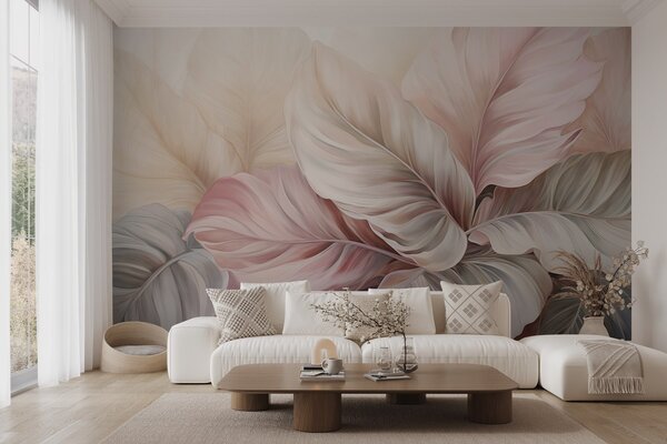 Tapet Frunziș tropical cu culori strălucitoare, Fototapet 3D, Fototapet 3D Flori, w03597 : Uwalls.ro